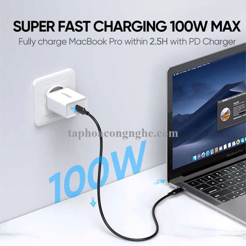Ugreen 50229 0.5M màu đen Dây USB Type-C sang USB Type-C US266 30050229